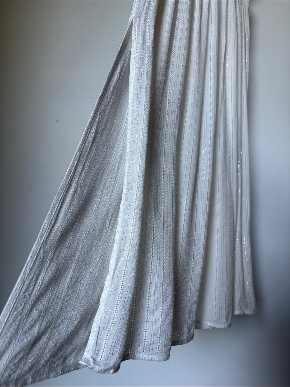 America & Beyond Blanc De Blanc Halter Maxi Dress Silver Lurex Stripe Size Small - Picture 9 of 11